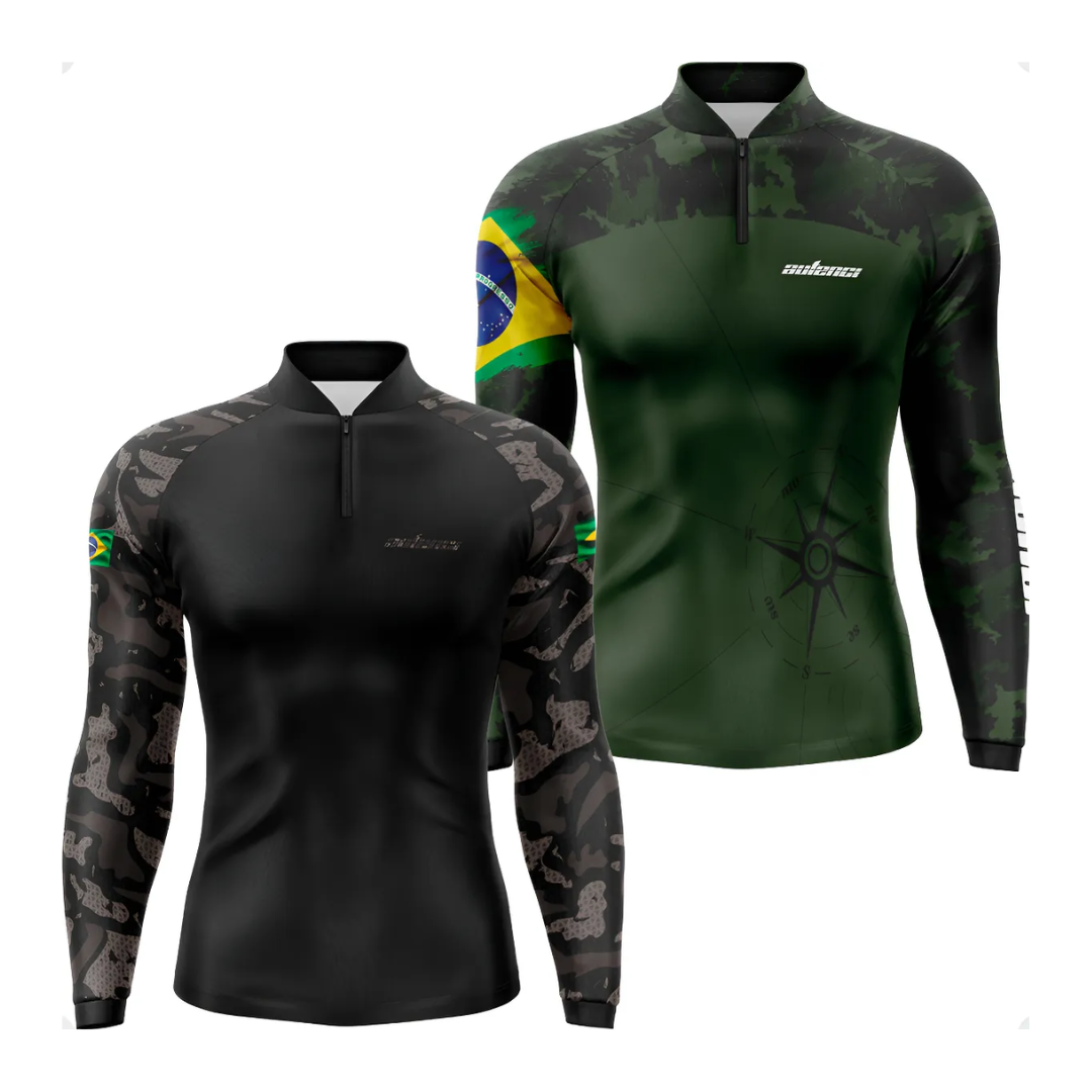 Kit 2 Camisa Pesca 2 Unidades Camiseta Pescador Proteção Uv - Autenci