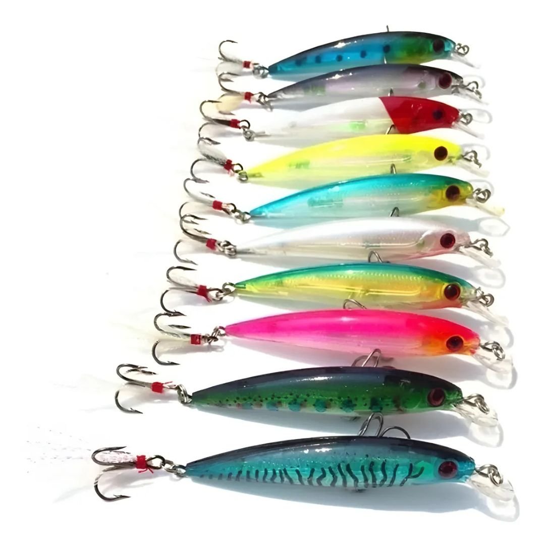 Kit 10 Isca Artificial Iscas Dourado Robalo Traira Tucunaré SKU 007- BAPUMEL